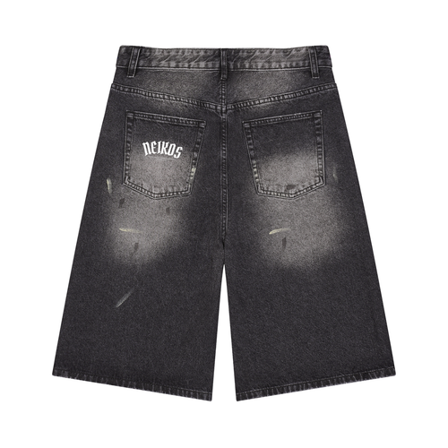NEIKOS DENIM SHORTS 001 — BLACK
